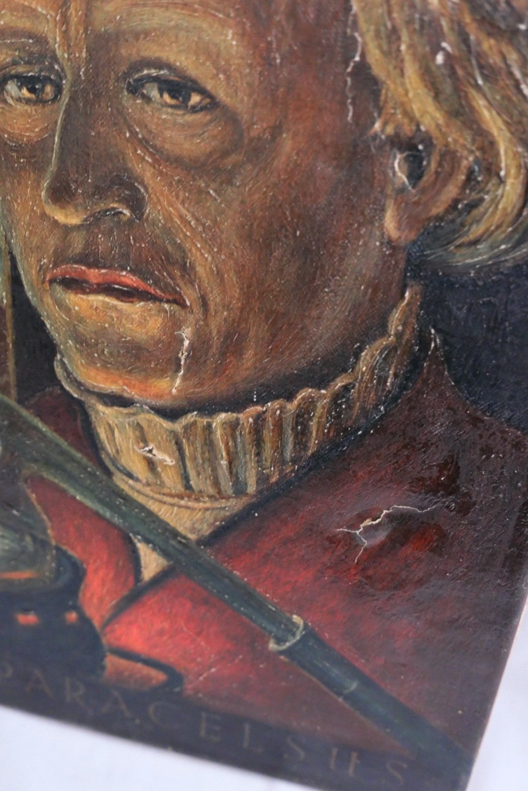 Antikes Porträt Ölgemälde Paracelsus auf Leinwand Alchemist Mediziner 45x33cm