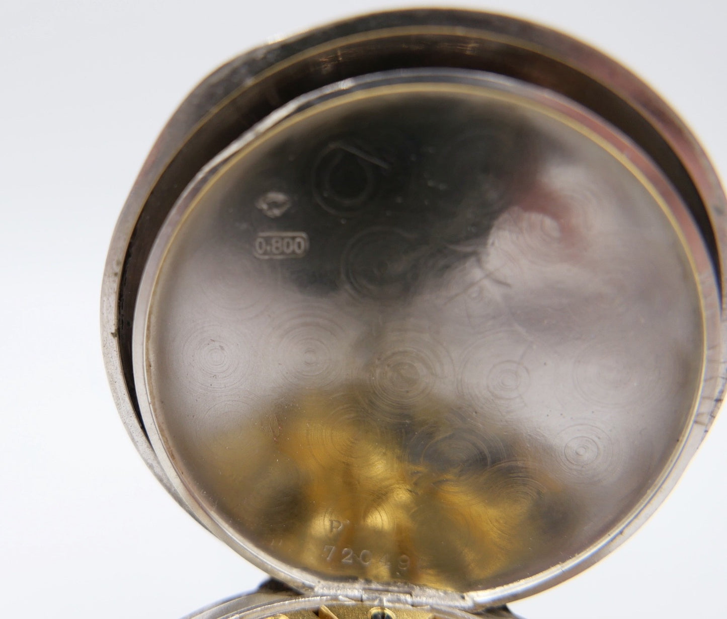 Antike Taschenuhr Emaille 50mm open face 800 Silber damasziniert Monogramm FS