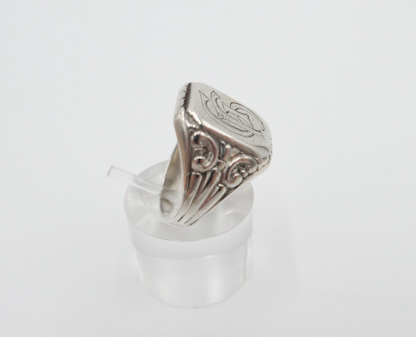 Jugendstil Siegelring Monogramm GH Herrenring Ring 835 Silber Gr. 61-62