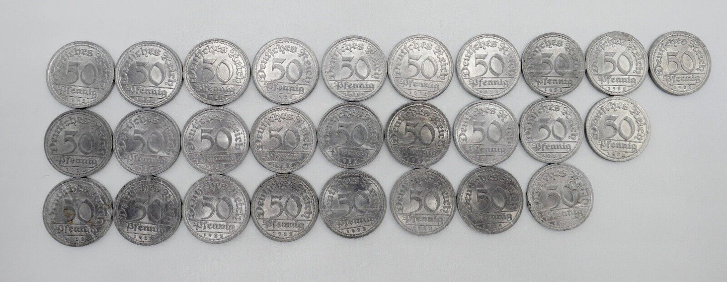 27x 50 Pfennig 1922 Jäger E / D Weimarer Republik  J.301 ss-vz