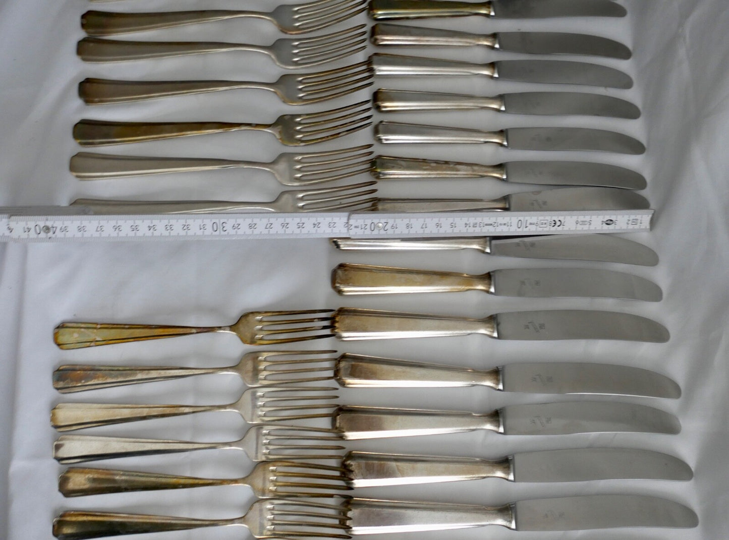 80 Teile WMF 1900 Hammerschlag 90er versilbert Gabel Messer Löffel