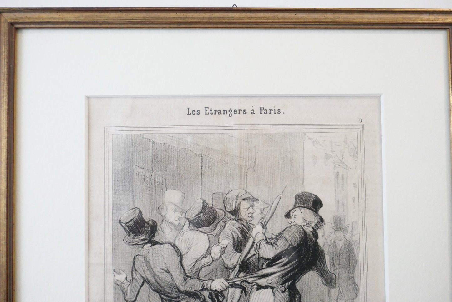 Honoré Daumier Lithographie 1844 Le Charivari Les Étrangers à Paris gerahmt