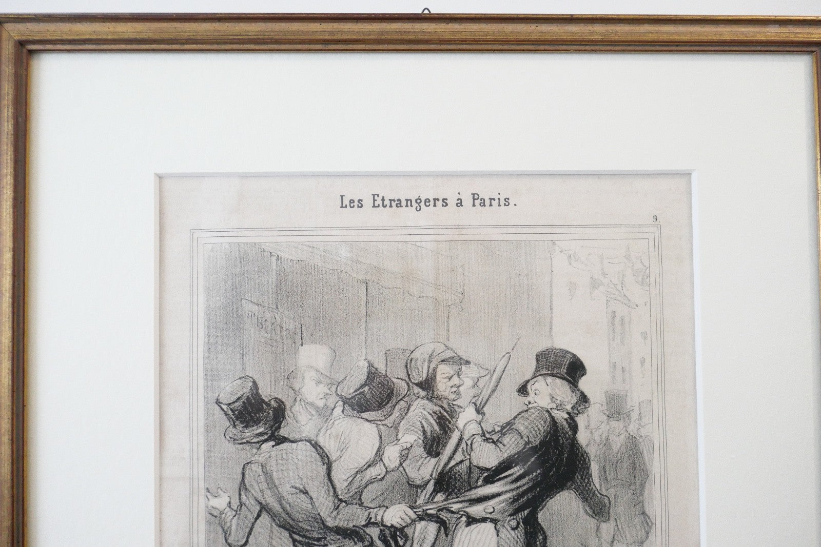 Honoré Daumier Lithographie 1844 Le Charivari Les Étrangers à Paris gerahmt