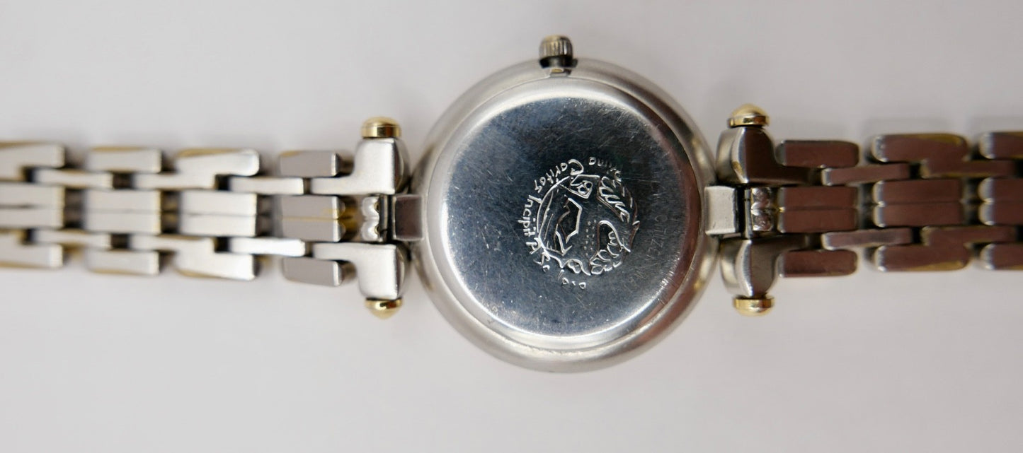 Citizen Clariti Damenuhr Stahl Gold Bicolor Quartz 28 mm weißes Zifferblatt