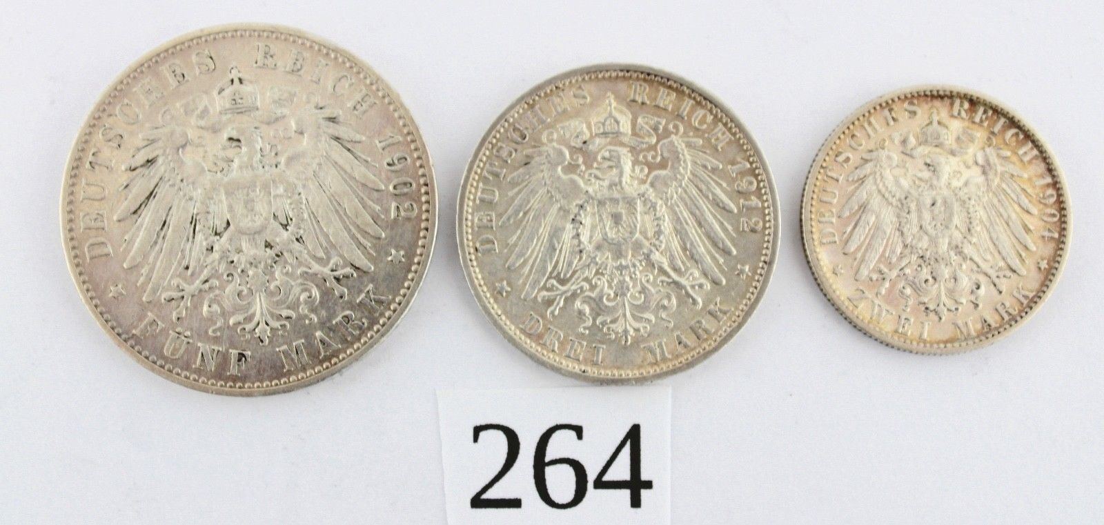  2 3 5 Mark 1902 1904 1912 F Silbermünze " Wilhelm Württemberg " Jäger 174-176