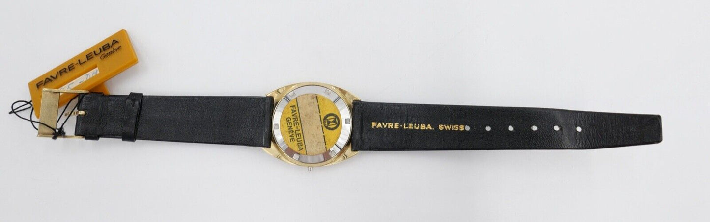 NEU Vintage 70er Jahre Gehäuse FAVRE-LEUBA GENEVÉ DAYMATIC Ref. 59692 vergoldet