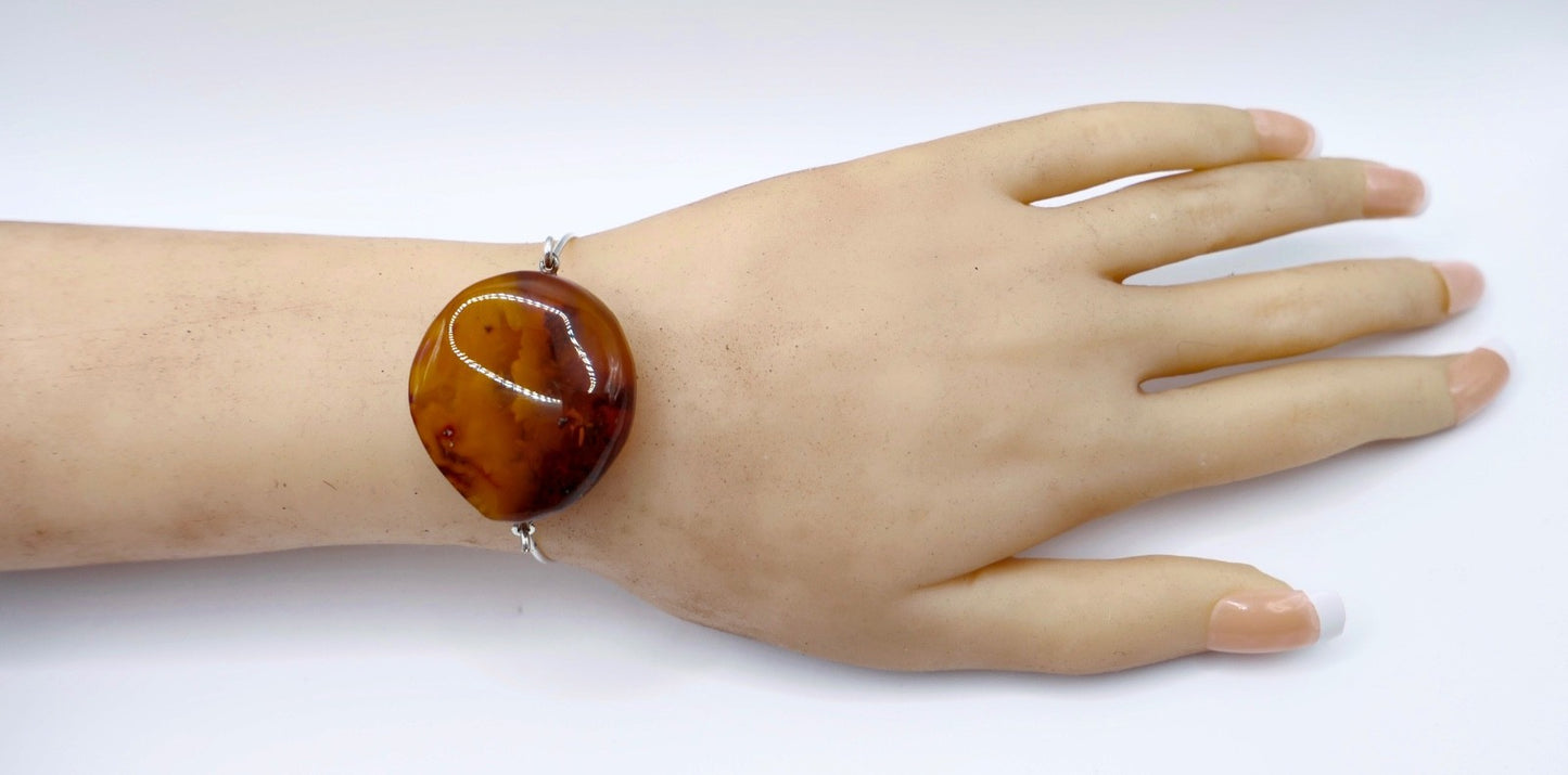 Vintage Silber Armspange HWS Teeny Dänemark 835 Bernstein Armband butterscotch
