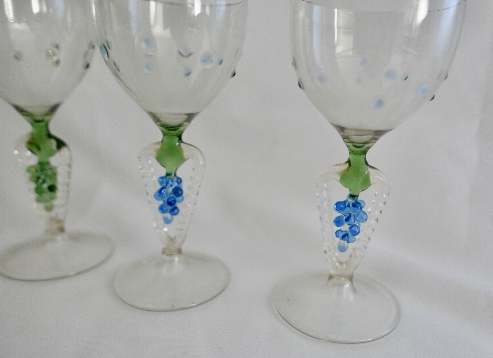 6x Lauscha Bimini Likör Glas Gläser Set Art Deco 10,7 cm buntes Traubenmotiv