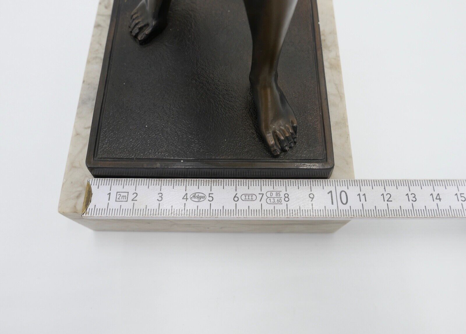 Bronze Skulptur Athletischer Sieger Lorbeerkranz Marmor Plinthe 40 x 12 cm 