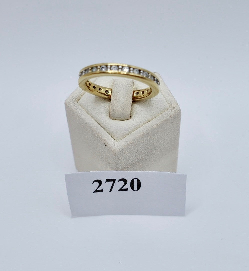 Alter eleganter Eternity Memory Ring vergoldet mit Besatz Gr. 57 mit Hersteller