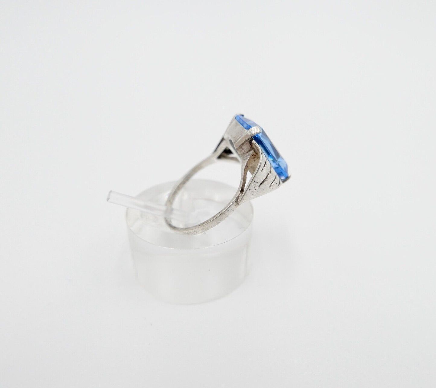 ART DECO Damenring Ring Silber 835  Gr. 57 mit blauem Glasstein