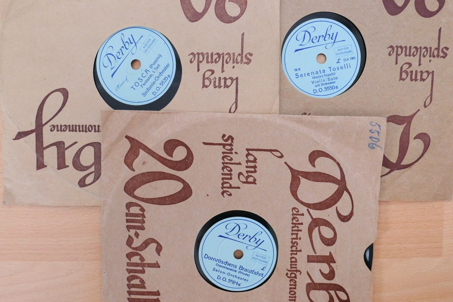 Konvolut 9 Stück 20cm Schellackplatten 78rpm – Derby & Orchestra Elektra Oper 8"