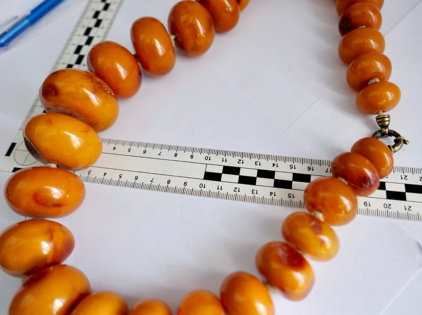 XXL butterscotch Bernsteinkette Kugeln 449 Gramm Pressbernstein 925 Silber