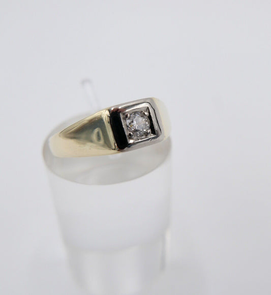 80er Jahre Solitär Ring Gelbgold 585 14K Damenring Brillant 0,14 Ct Gr. 54 VS F