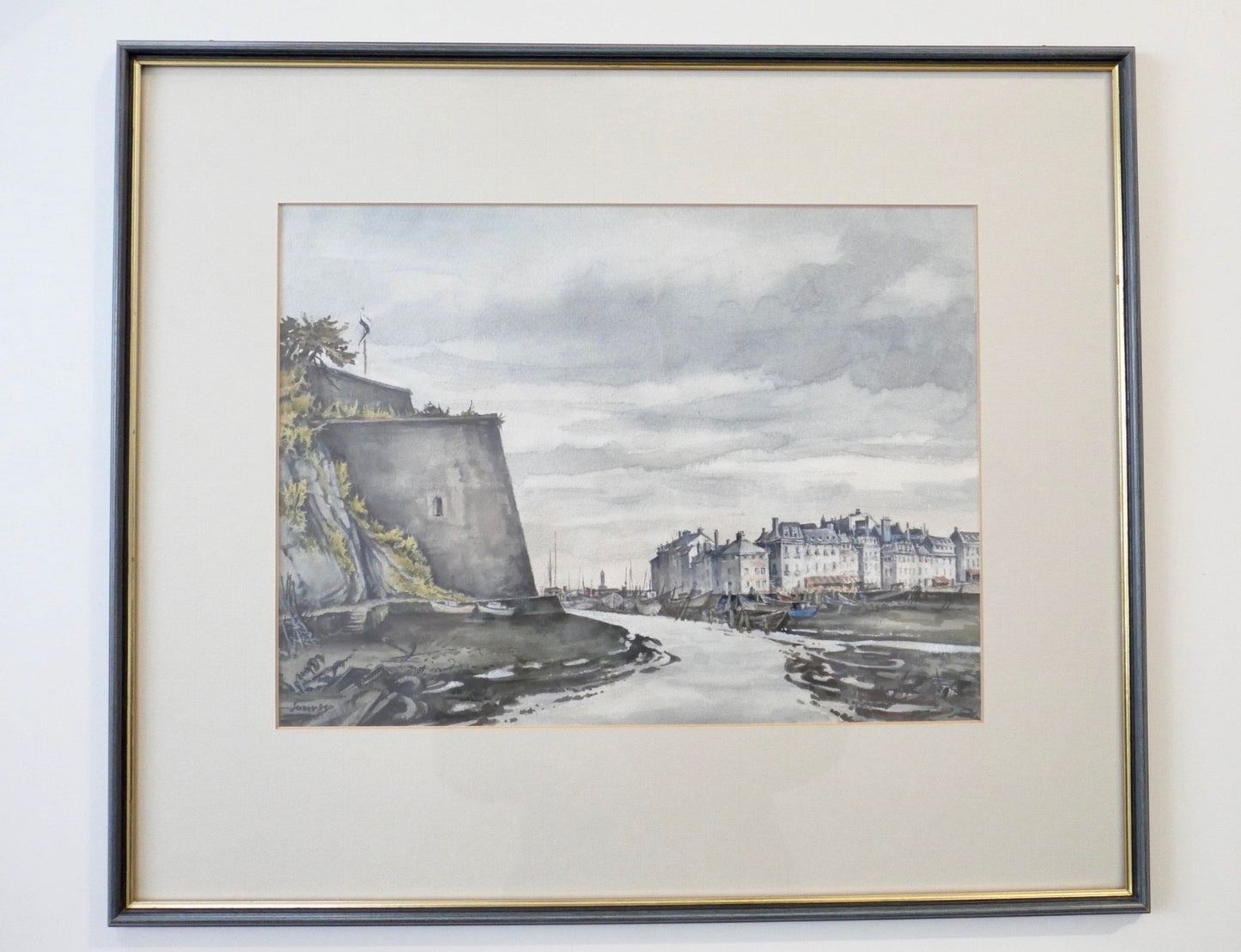 Original Aquarell Le Palais Belle-Ile signiert Unikat