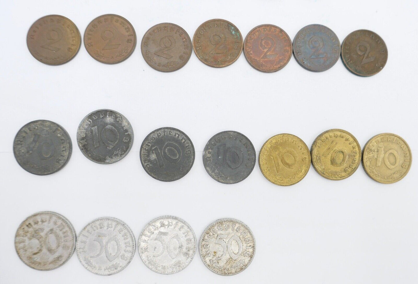 Reichsmark Drittes Reich J.354  1 Mark  2, 10, 5, 50, 1 Pfennig J.362 J.370