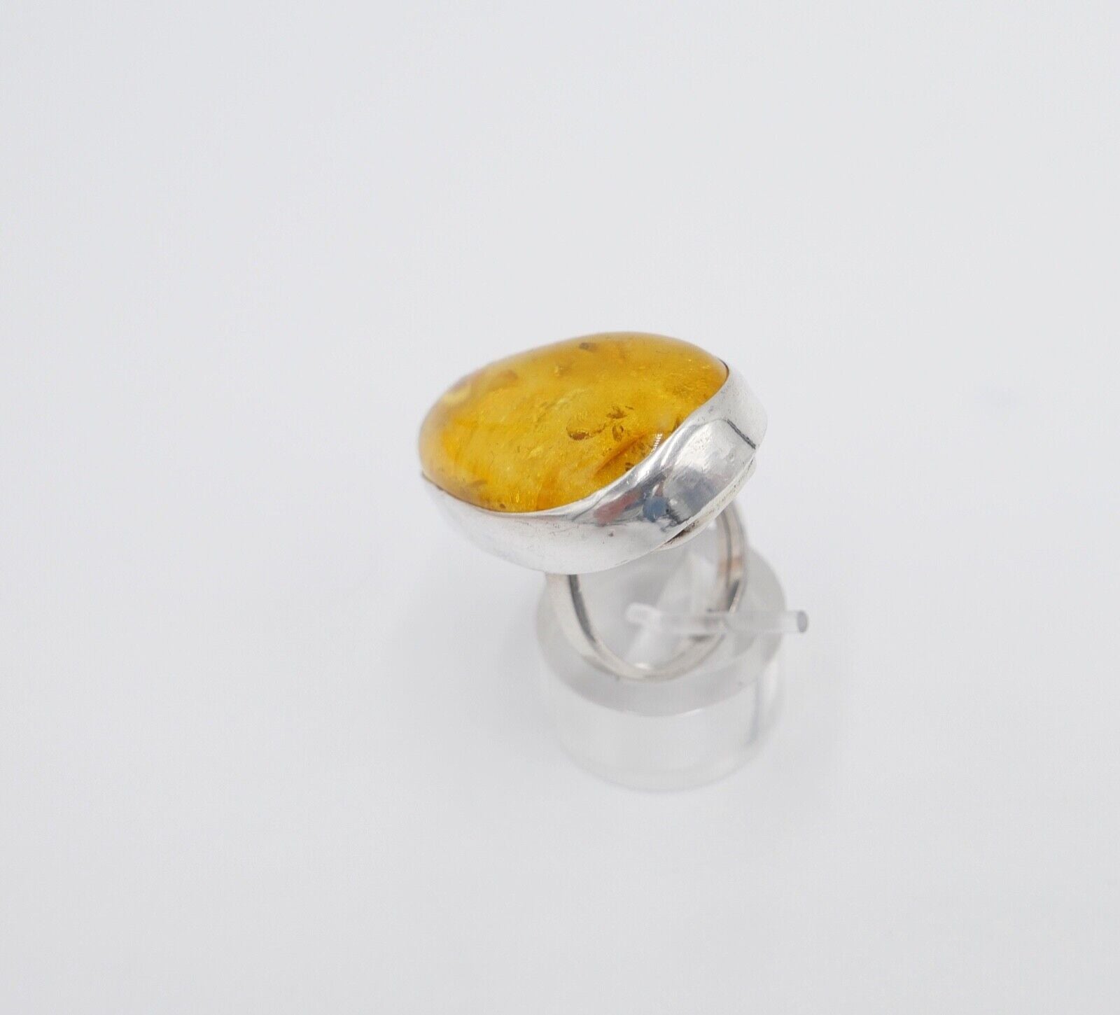 80er Jahre Designer Ring Bernstein Silber 925 Gr. 60 