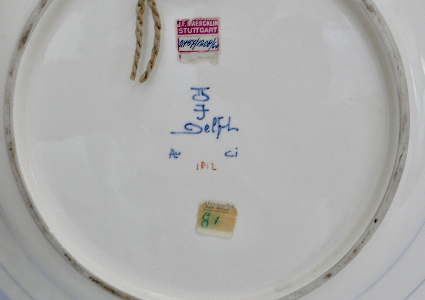 Alter Delft Pijnacker Teller Wandteller Ø 35 cm Au Ci Niederlande 1964