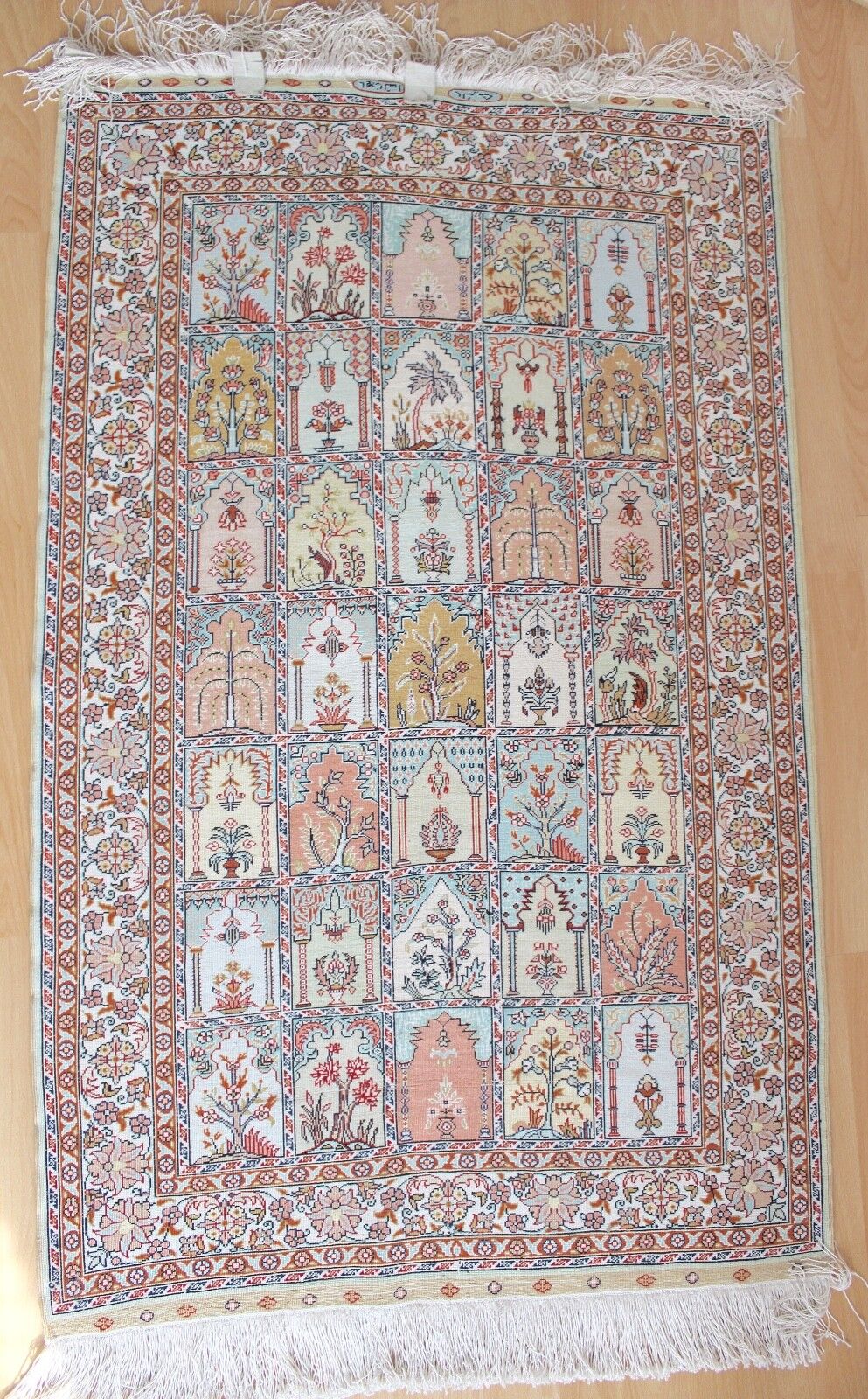 Ghom Orientteppich Perserteppich Seide Handgeknüpft 127x78 cm Knoten Silk