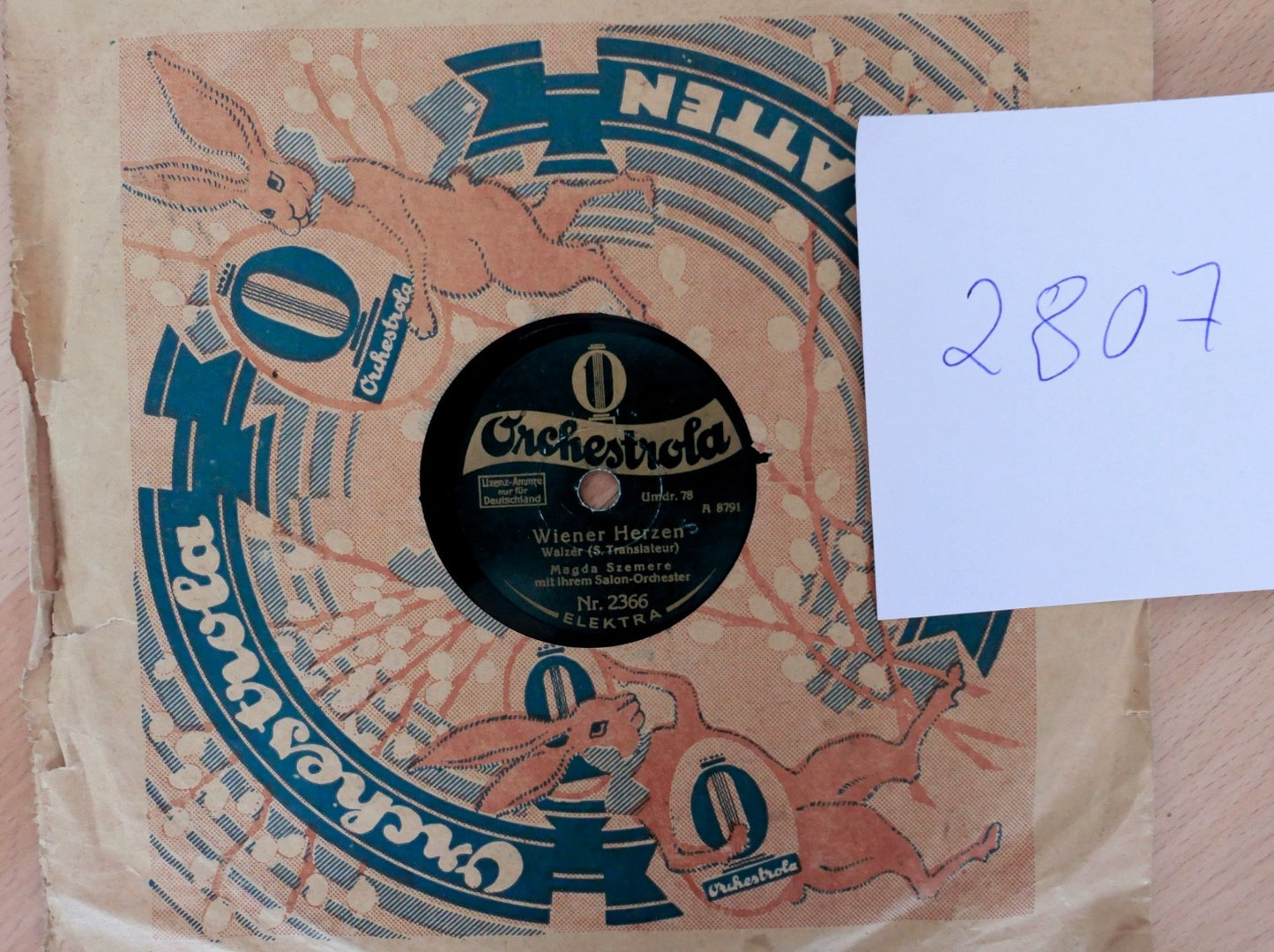 Konvolut 9 Stück 20cm Schellackplatten 78rpm – Derby & Orchestra Elektra Oper 8"