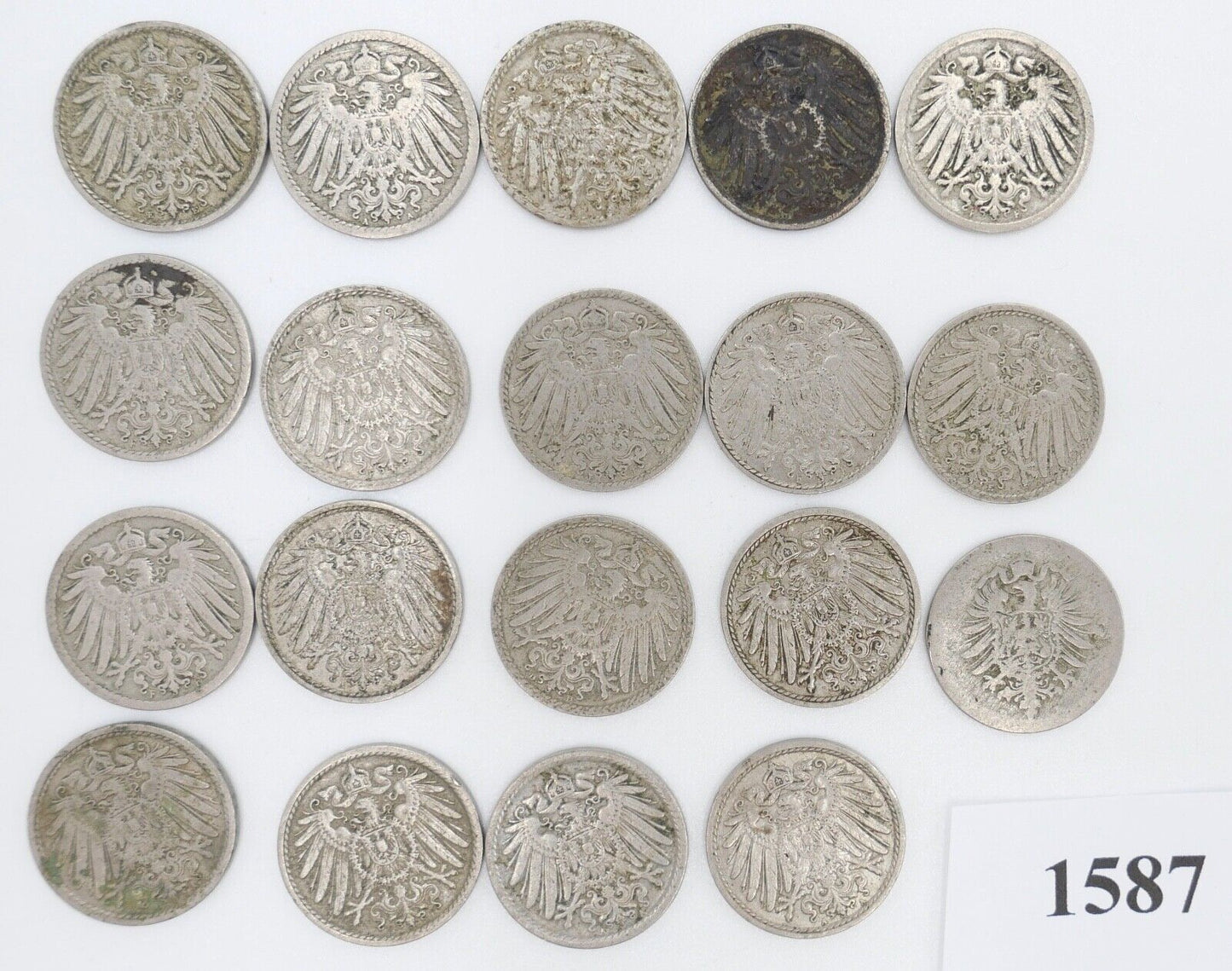 19x 5 Pfennig Kaiserreich 1894-1912 Jäger J. 12 s - vz schön - vorzüglich