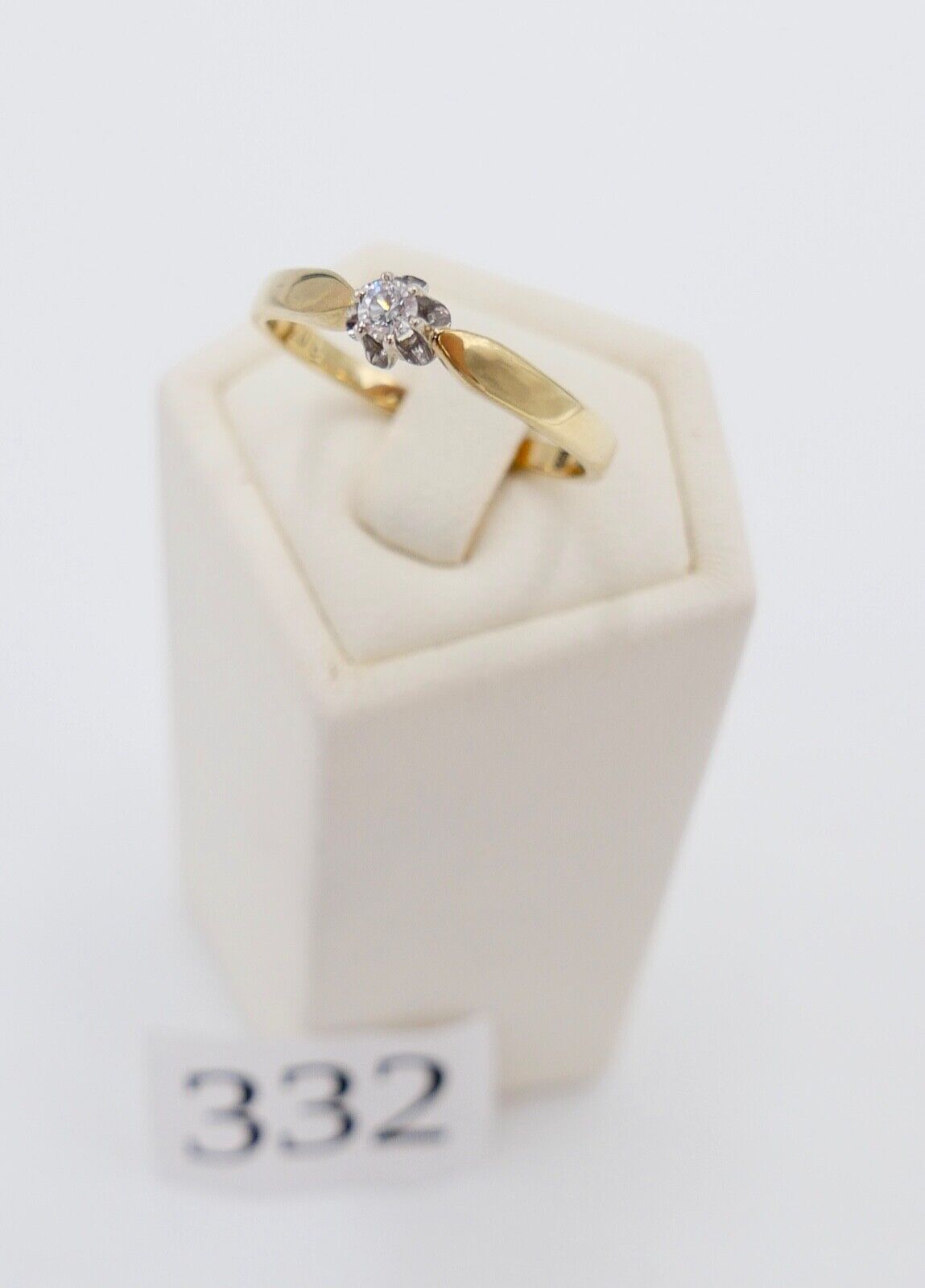 Eleganter Gelbgold Solitär Diamant / Brillant Ring 0,07 Ct 585 14K Gr. 55 