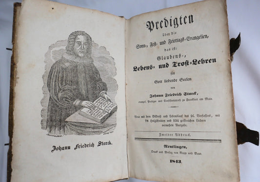 Antiquarisches Buch Johann Friedrich Starck Predigten 1843 Leder Einband