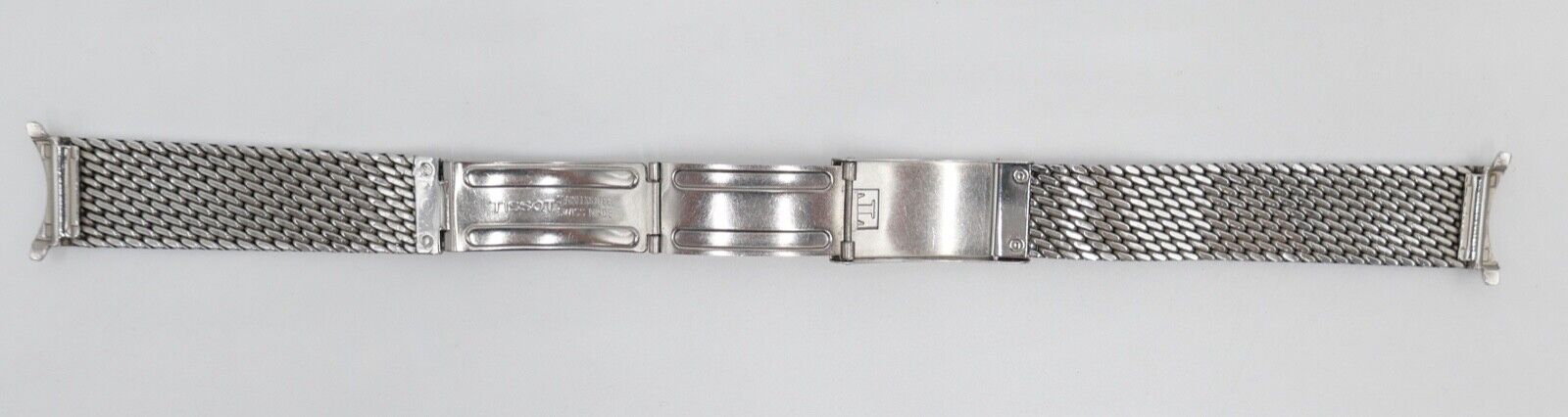 80er Jahre Original TISSOT Edelstahl 23/16 mm Milanaiseband Faltschliesse neuw