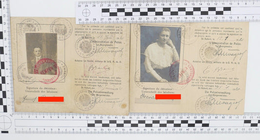 2 Personal Ausweis 1920 Pass Besetze Gebiete Territorien Occupes St. Hubert Germ