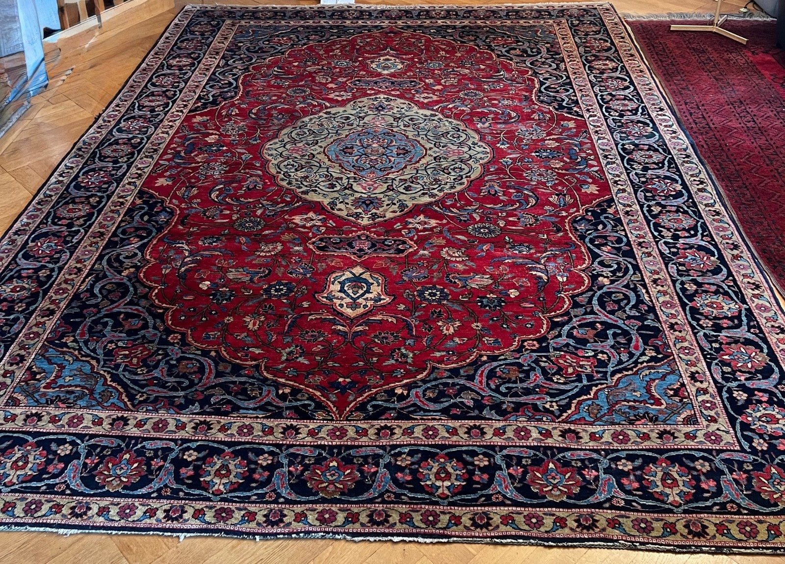Großer Kashan alter Orientteppich Perserteppich old carpet 382x270 cm