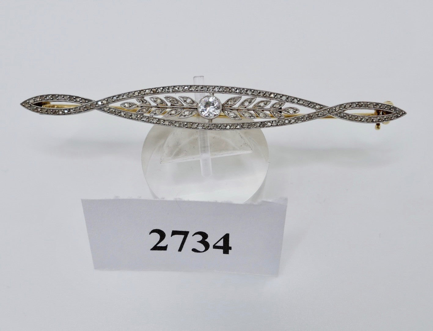 Floral antik Jugendstil Brosche Diamant 750 Gold Platin Altschliff Rosen 1,04Ctw