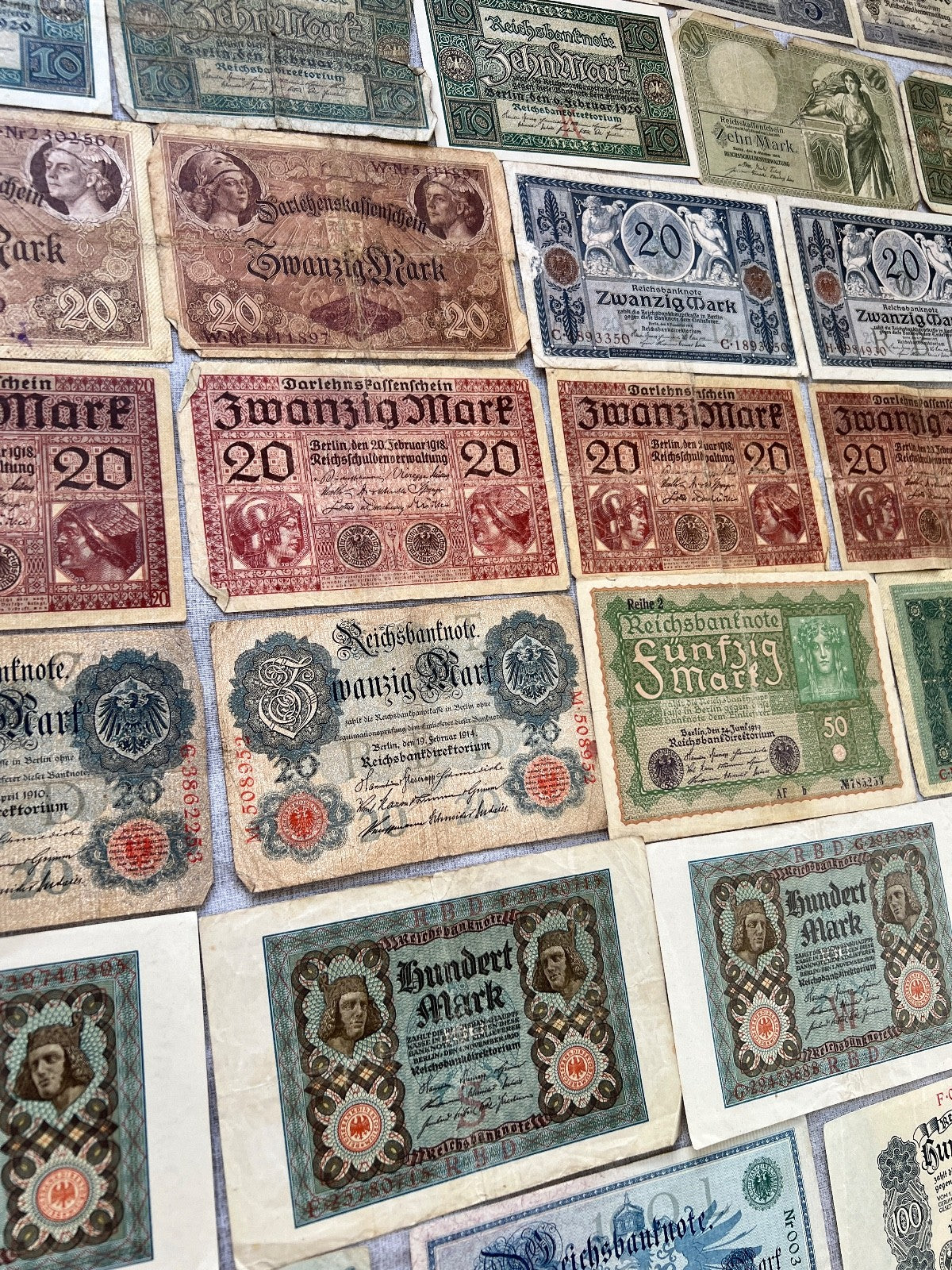 Posten 58x Inflation Geldscheine Banknoten Mark UNC dt. Reich Ro. 36 63 84 usw.