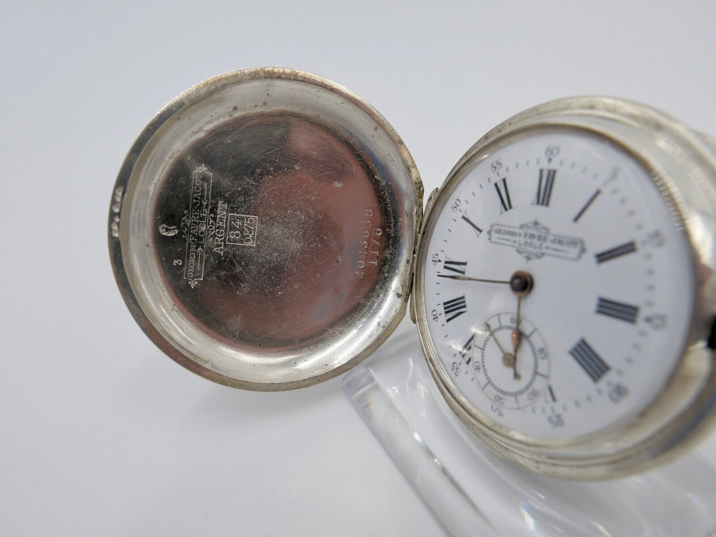 Georges FAVRE JACOT Locle SAVONETTE Taschenuhr Silber 875