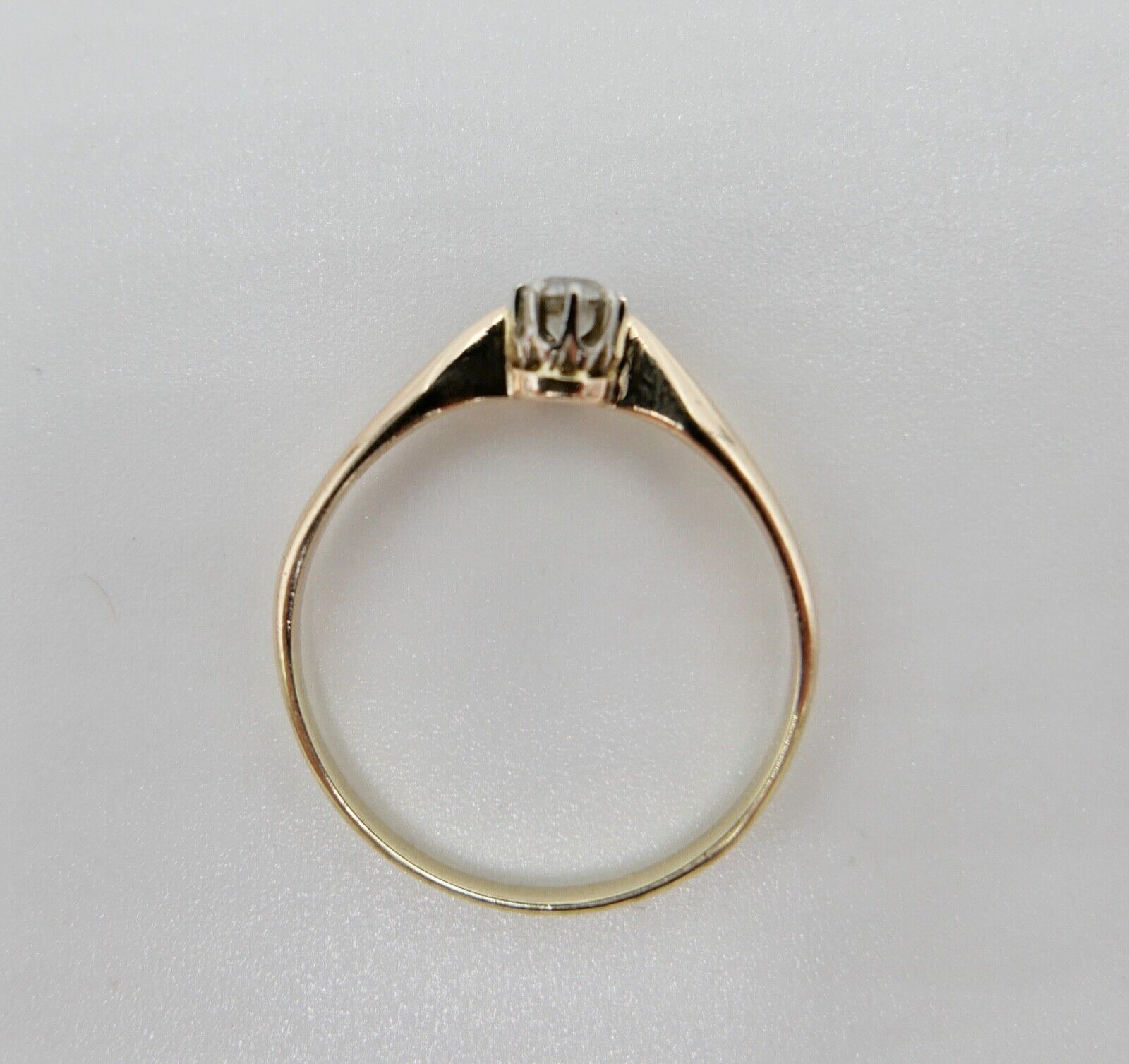 Alter Solitär Ring Gelbgold 585 14K Diamant 0,25 Ct / Gr. 60-61