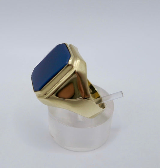 Goldener Herrenring mit Lapis Lazuli - 333 8K Gold Siegelring Gr. 63