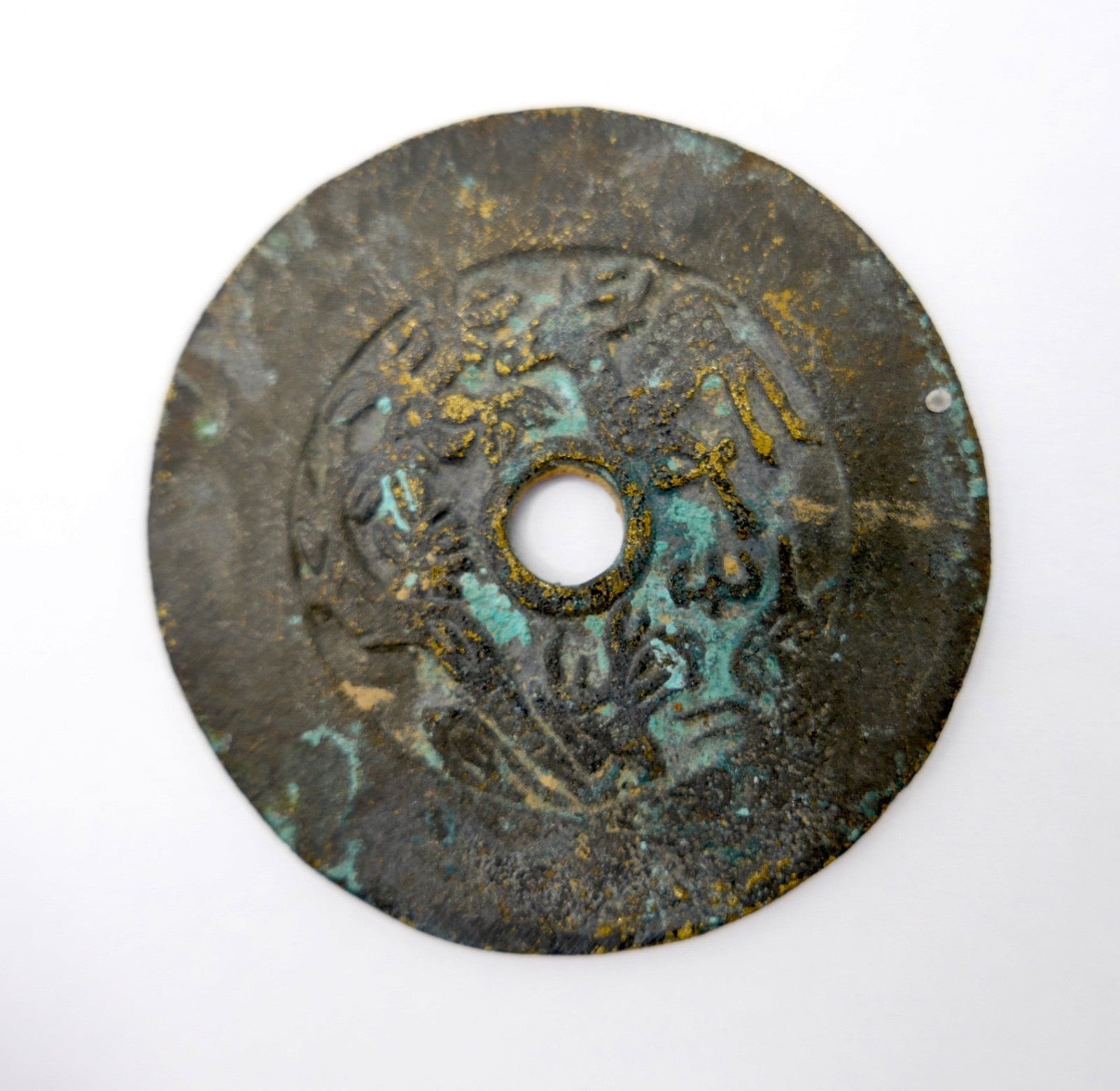 alte antike China Münze Han Dynastie Relief Dekor Bronzespiegel Changyi Zisun