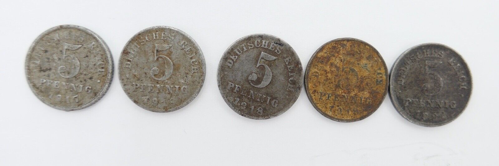 5x 5 Pfennig  J.297 ss-vz 1922 1918 1917 Deutsches Reich