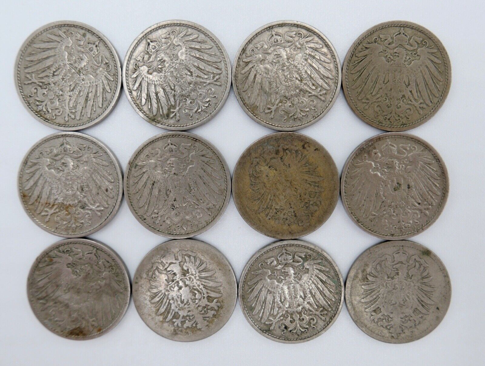 16x 10 Reichspfennig  1875 1876 1896-1913 Jäger J. 4 & 13