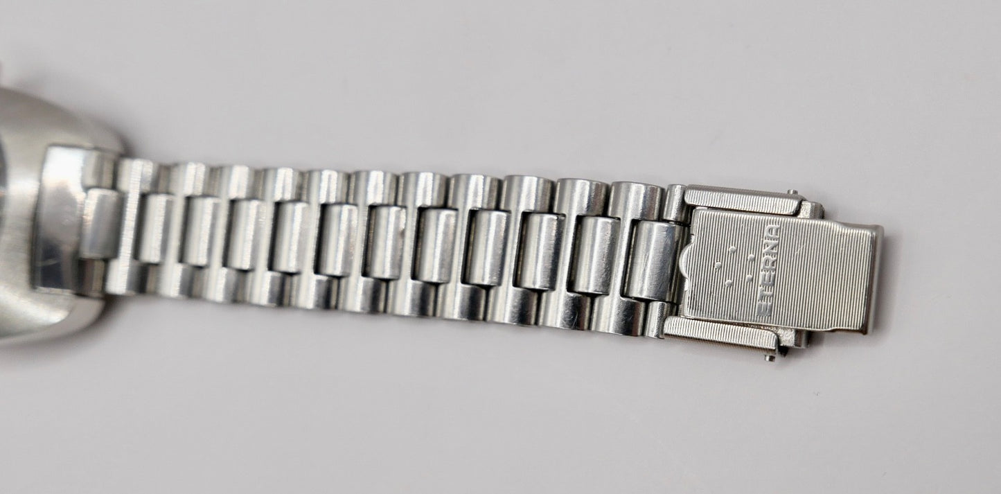 70er Eterna-Matic Damenuhr Automatic Orig Band blaues Zifferblatt 154T Cal 12671