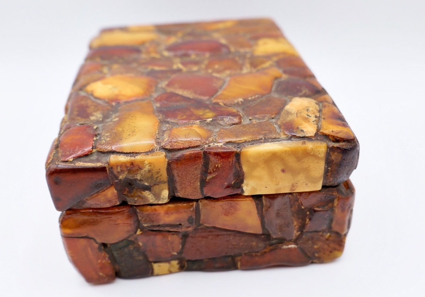 alte Bernstein Schmuckschatulle Box Schatulle 14,8 x 10,5 cm butterscotch