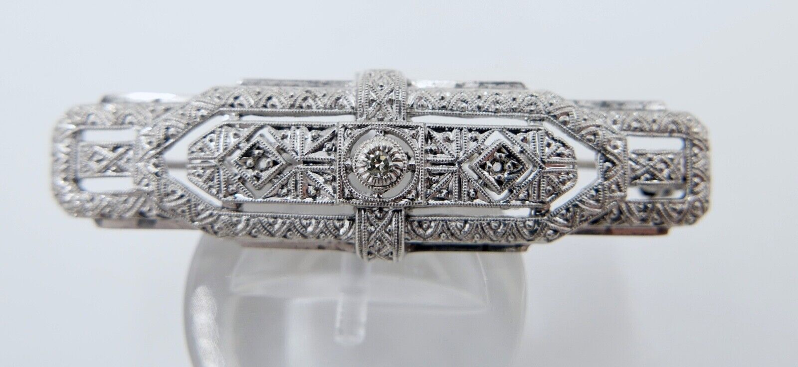 Antike Art Deco 935 Silber Brosche mit Diamanten 20er Jahre