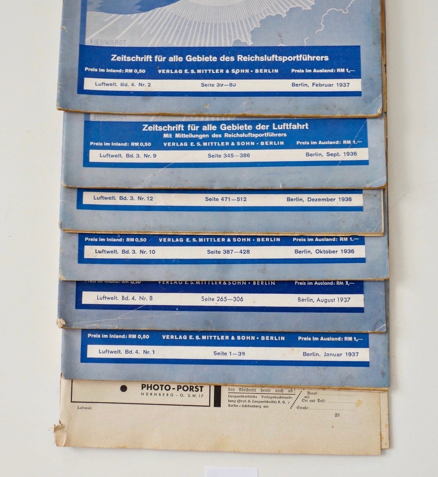 7x Deutsche Luftwacht - Luftwelt 1936 1937  Mittler & Sohn Berlin