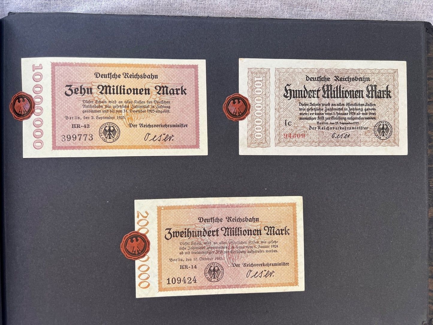 Album  116x Inflation Geldscheine Ro. Banknoten Mark Reichsbahn Mrd Mio UNC