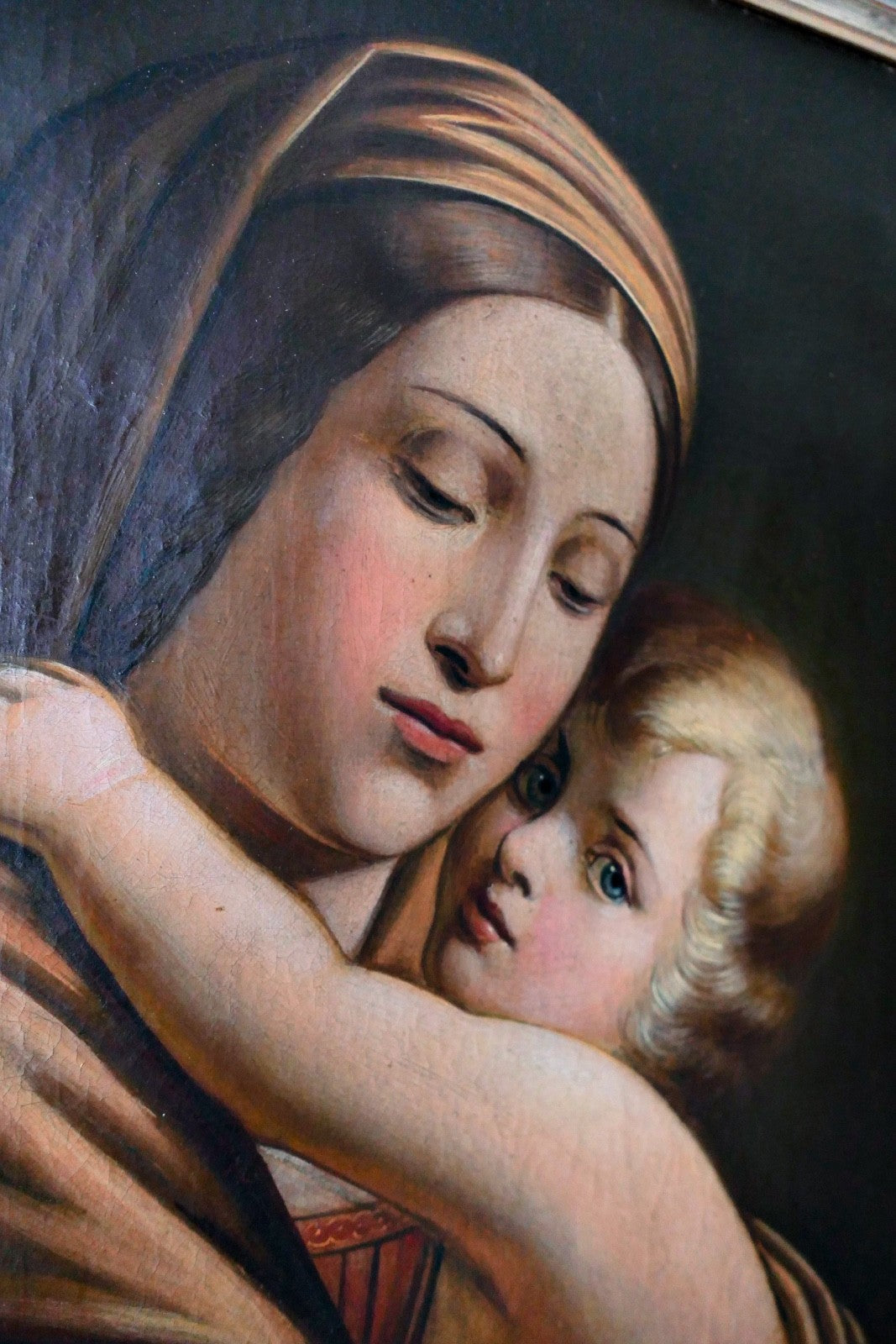 antikes altes Ölgemälde 19. Jh. Madonna della Seggiola nach Raffael 70x60 cm