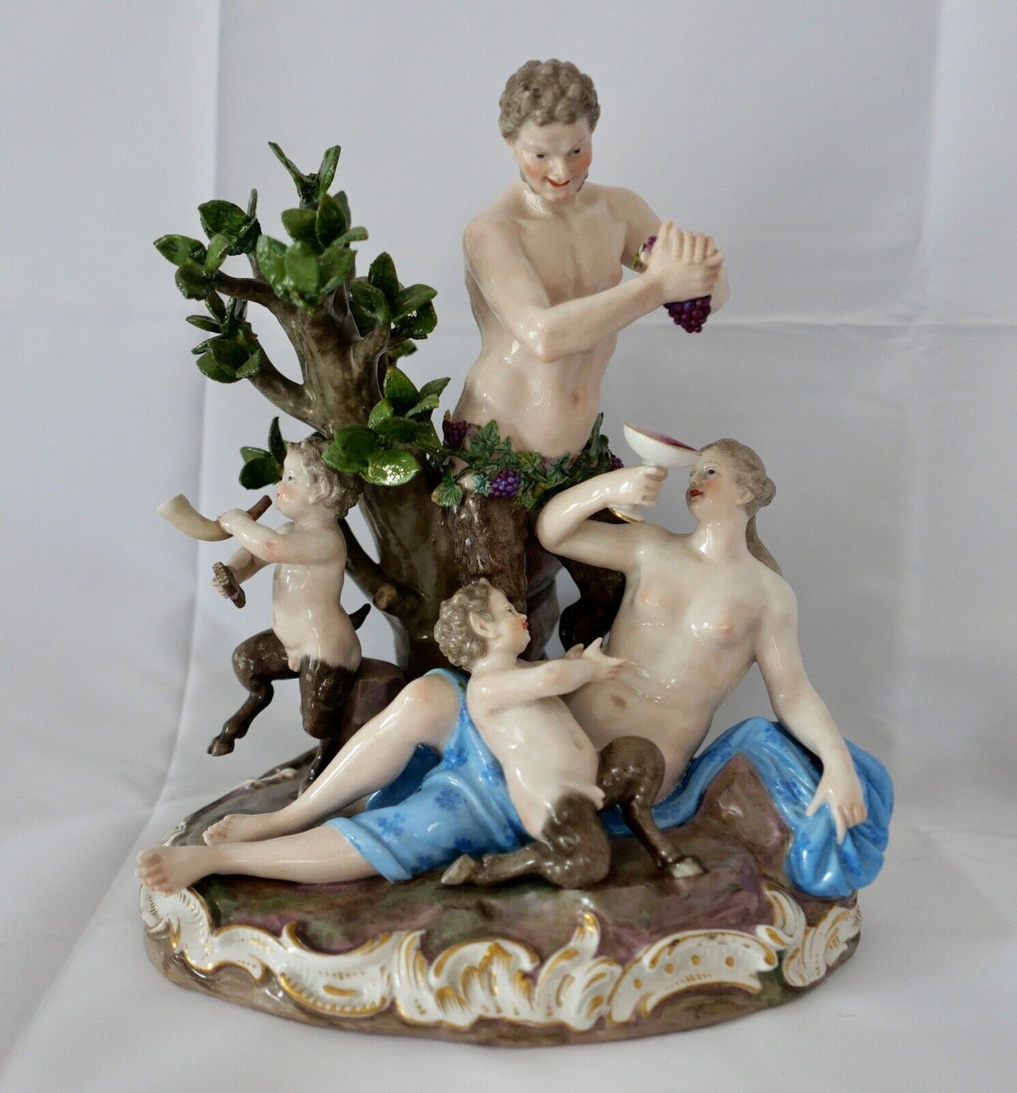 1830 Meissen Figurengruppe 1. Wahl Bacchus & Diana D63   51 46 Zertifikat 24cm