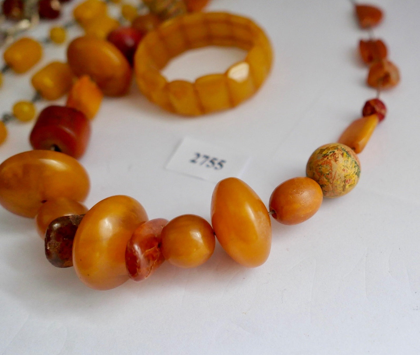 Konvolut Bernstein Imitat Modeschmuck Harz Ketten Armband Konvolut