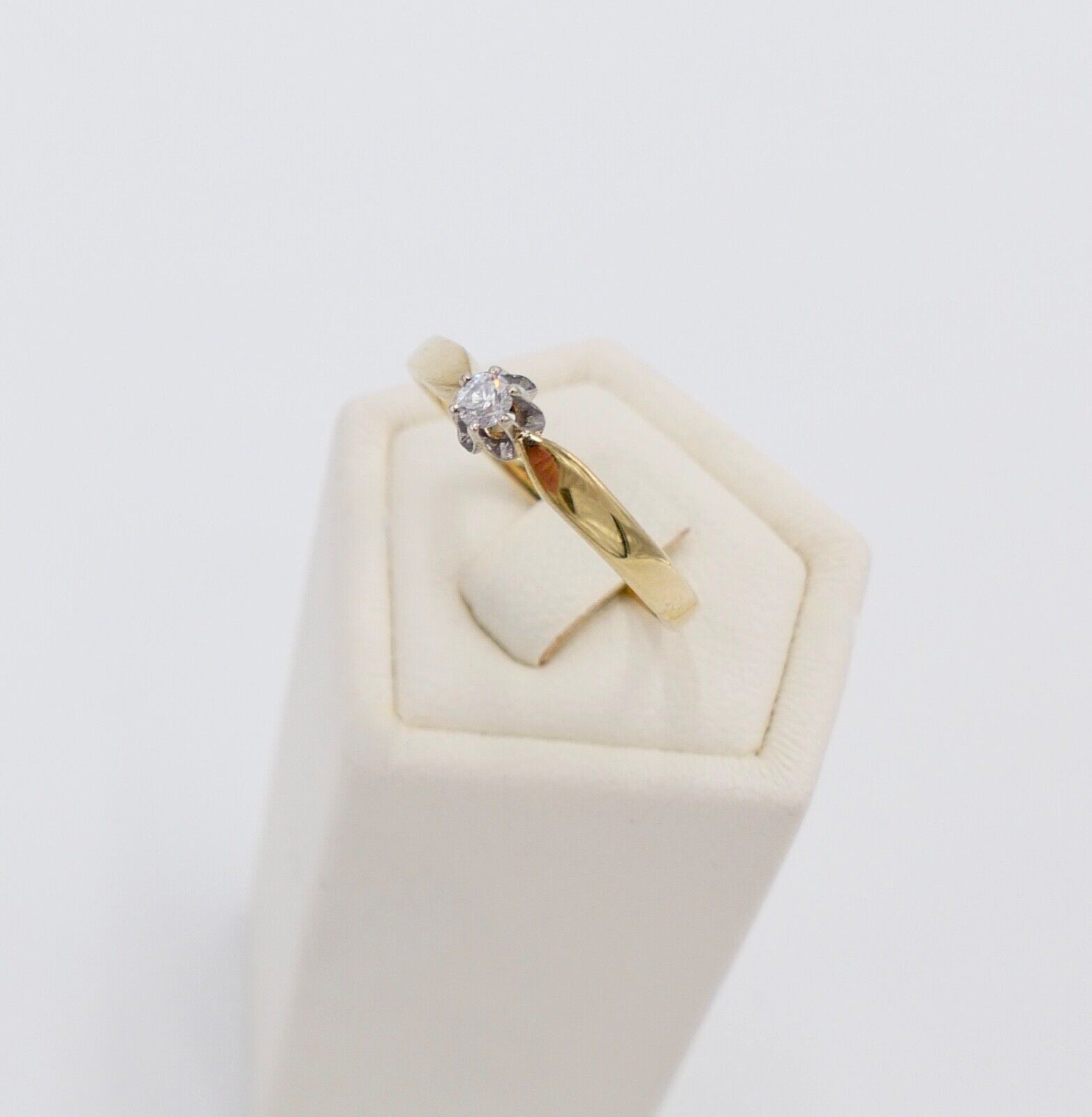 Eleganter Gelbgold Solitär Diamant / Brillant Ring 0,07 Ct 585 14K Gr. 55 