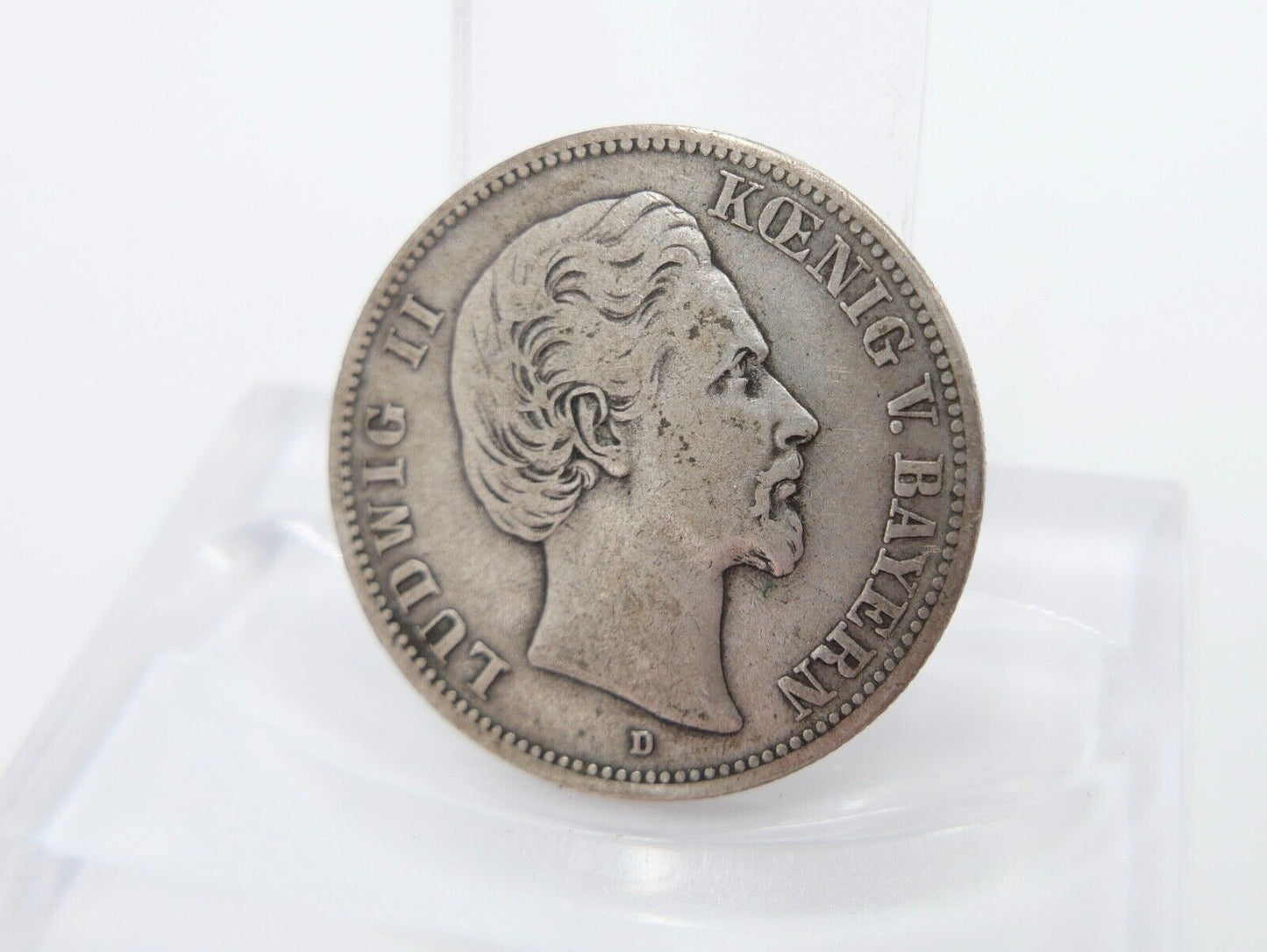 2 Mark 1876 D " Ludwig II. König von Bayern " ss - vz Jäger J.41 Silber