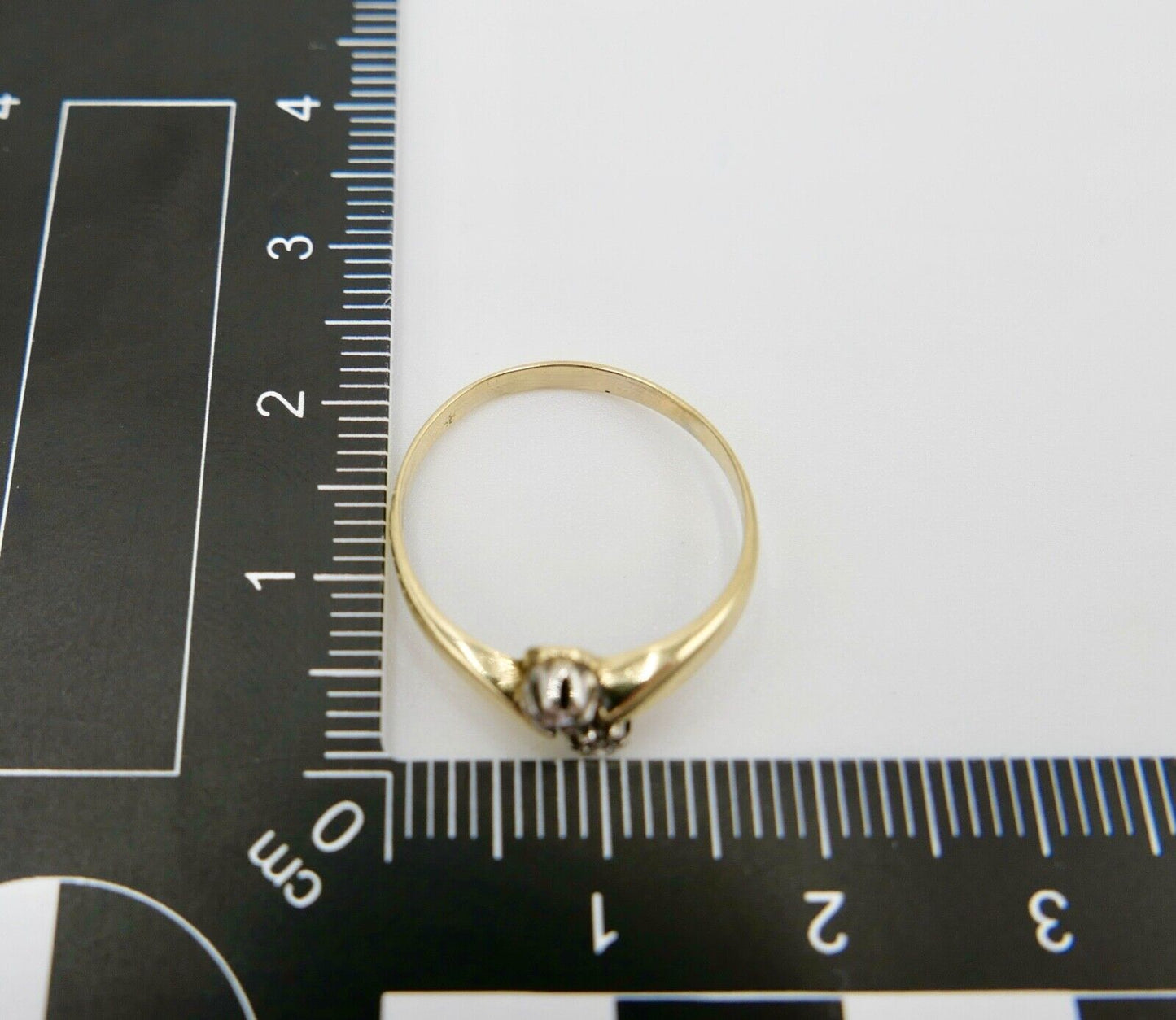 80er Jahre Damenring  Gelbgold 585 / 14K Brillant F VS 0,1 Ct Gr. 54