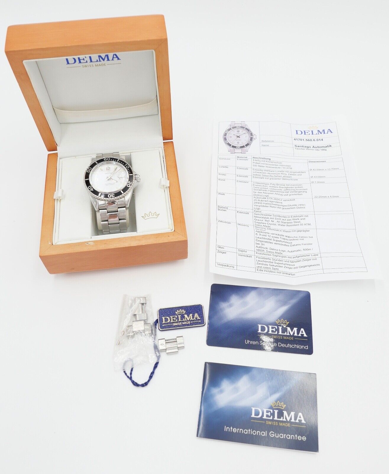 DELMA Santiago Automatik Ref. 41701.560.6.014 Edelstahl Herrenuhr Ø 42 mm